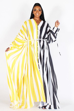 Curvy Yel Blk Stripe Dress