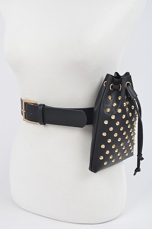 Black snake belt with bedded bag