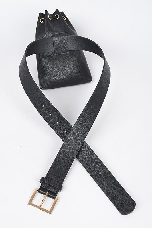 Black snake belt with bedded bag
