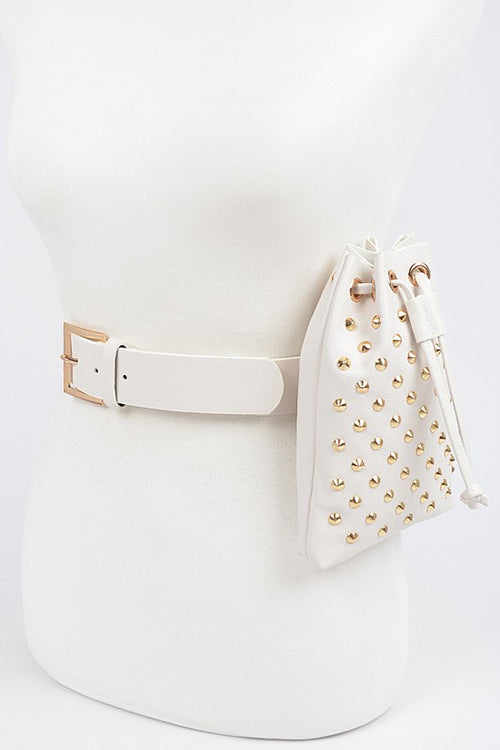 White snake belt with bedded bag