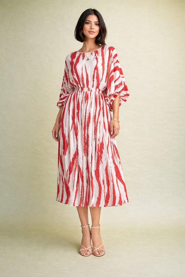 Zebra Stripe Red Dress