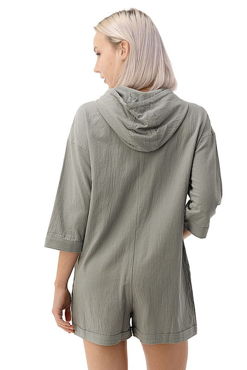 Oversize Olive Zipper Romper