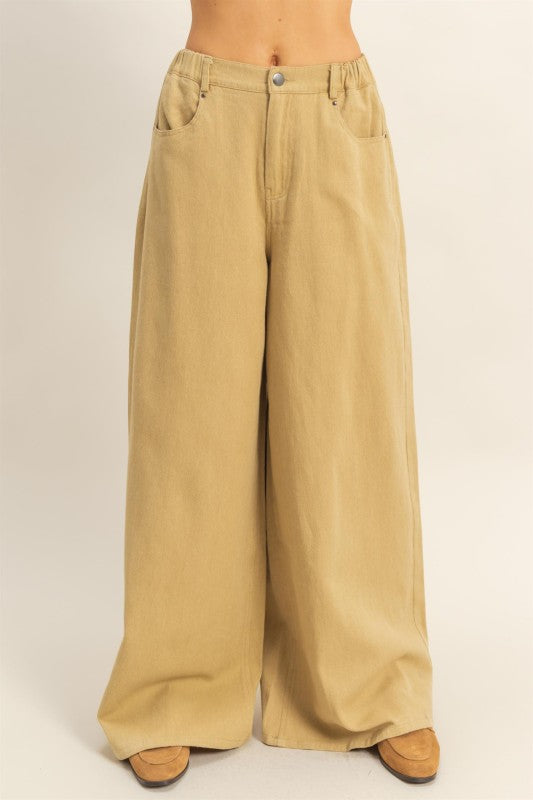 Pink Super Wide Leg Denim Trouser