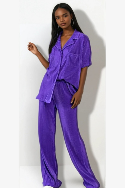 Pleated Jewel Set- Purple