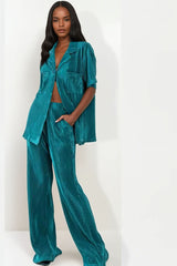 Pleated Jewel Set- Teal