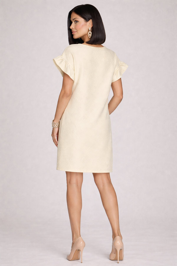 Pattern Cream Shift Dress