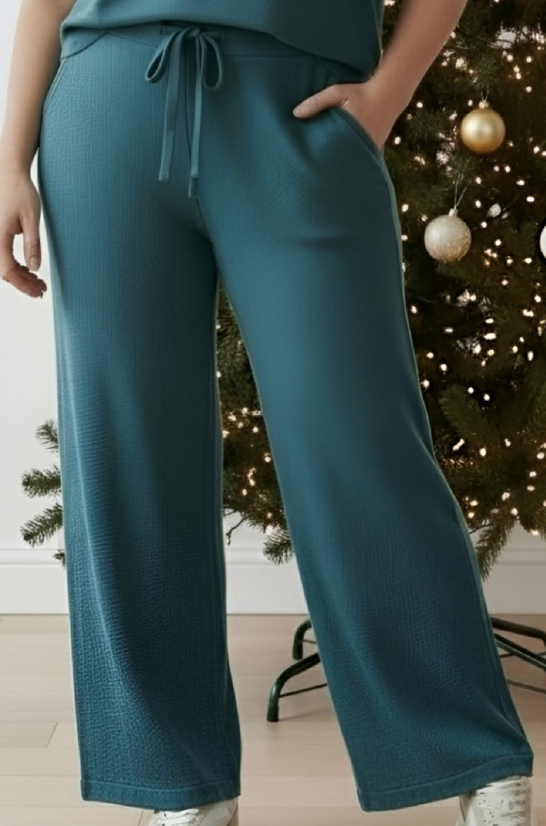 Curvy Teal Knit Pant