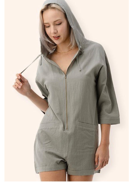 Oversize Olive Zipper Romper