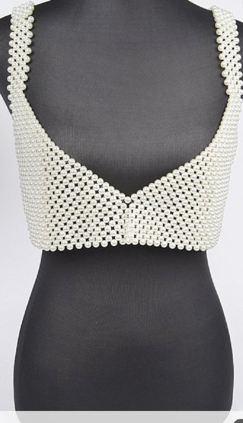Pearl cream crop top
