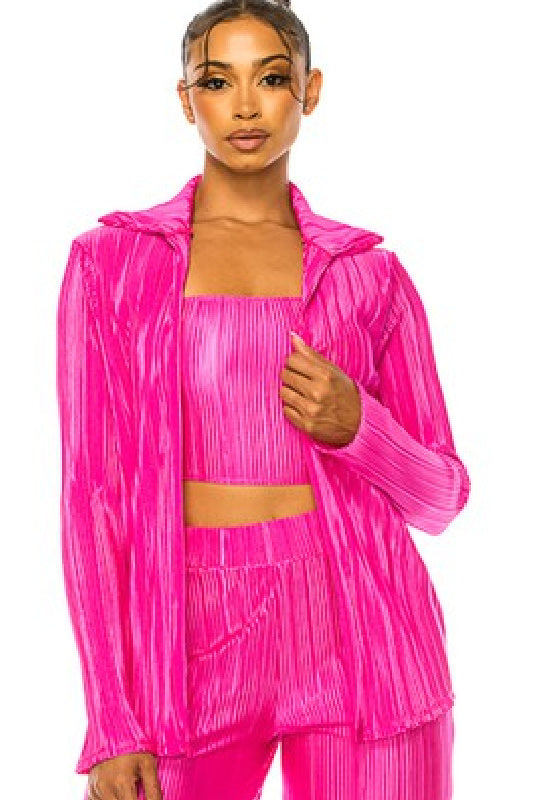 Pleated Jacket- Crop Included (CURVY MISSY)