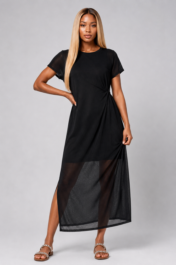 Black Metallic Knot Dress