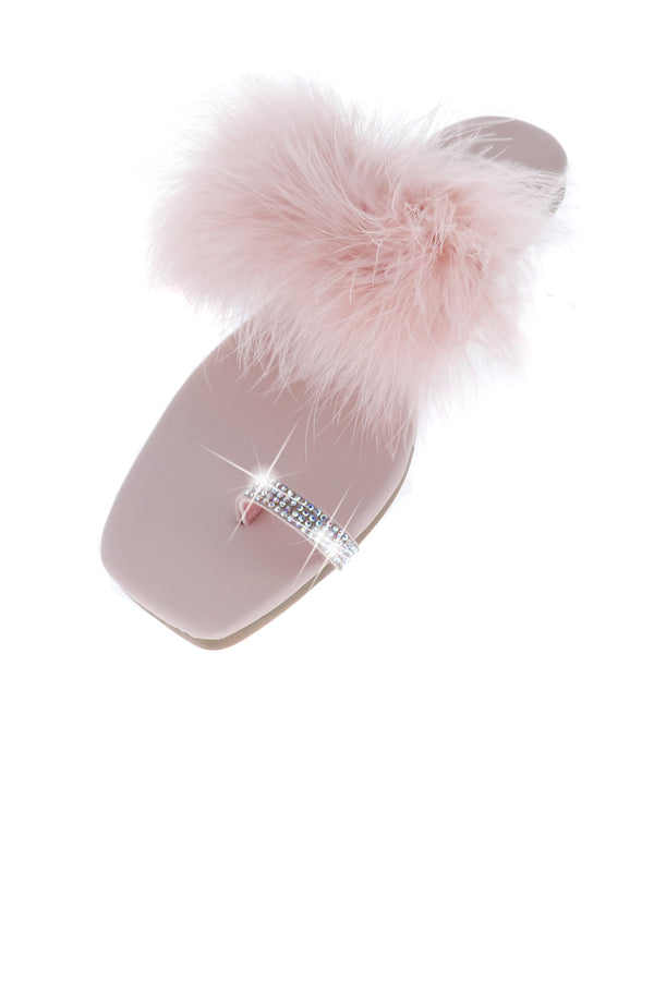 Fur Feather Rose Sandal