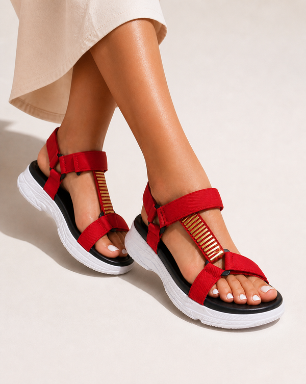 Red/Gold Strap Sandal