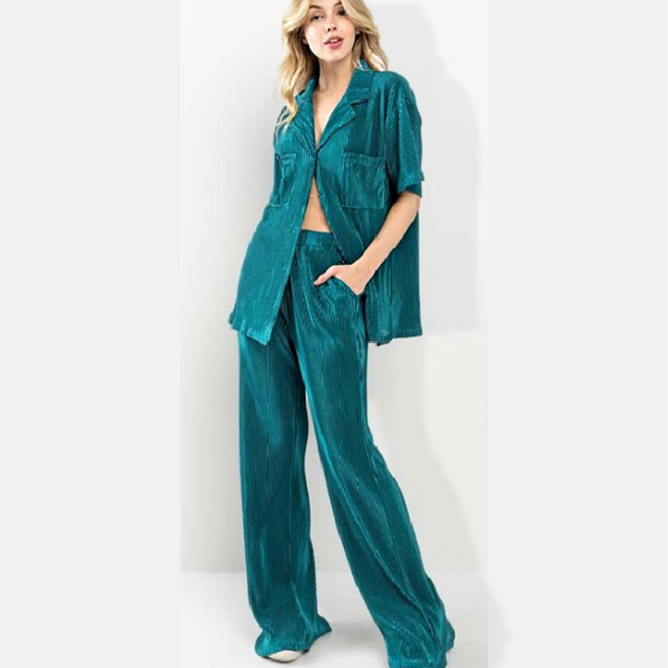 Pleated Jewel Set- Teal