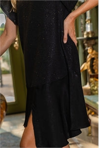 RL-Glittered Evening Black Dress